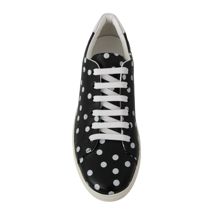 Dolce & Gabbana Black Polka Dotted Leather Sneakers