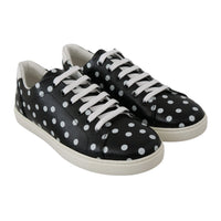 Dolce & Gabbana Black Polka Dotted Leather Sneakers