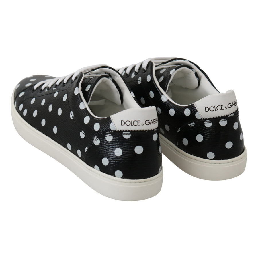 Dolce & Gabbana Black Polka Dotted Leather Sneakers