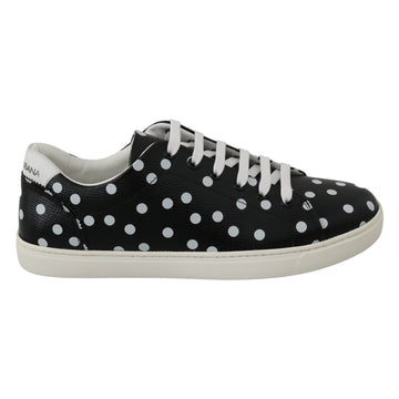 Dolce & Gabbana Black Polka Dotted Leather Sneakers