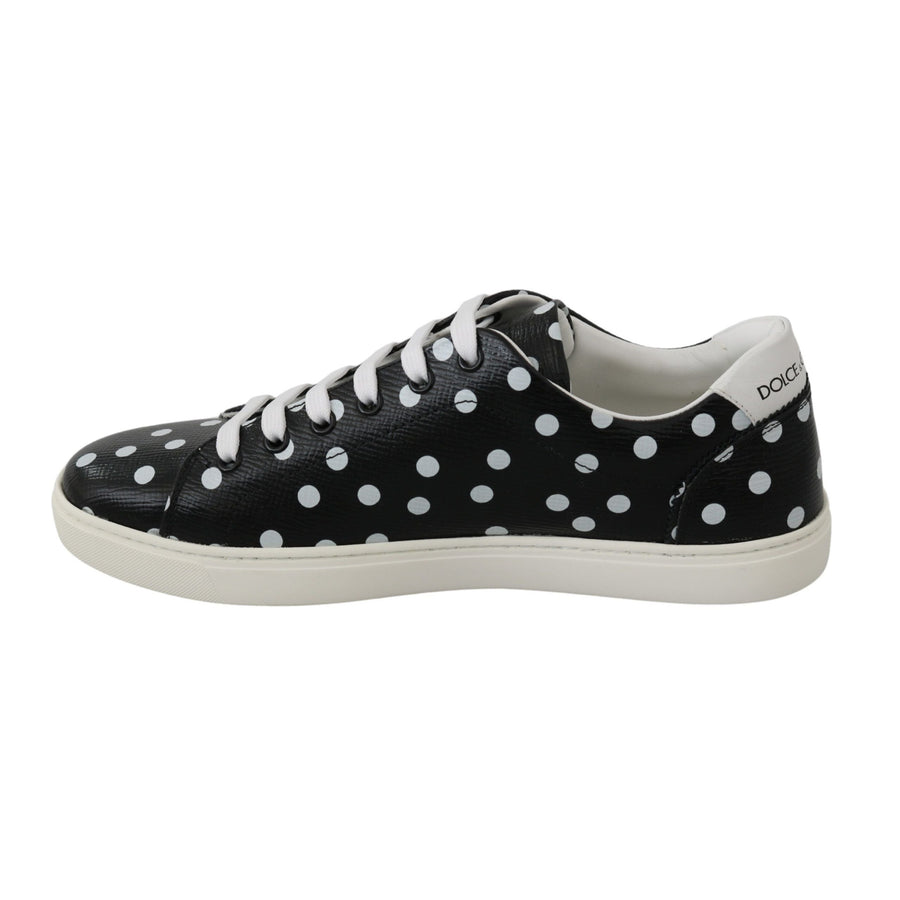 Dolce & Gabbana Black Polka Dotted Leather Sneakers