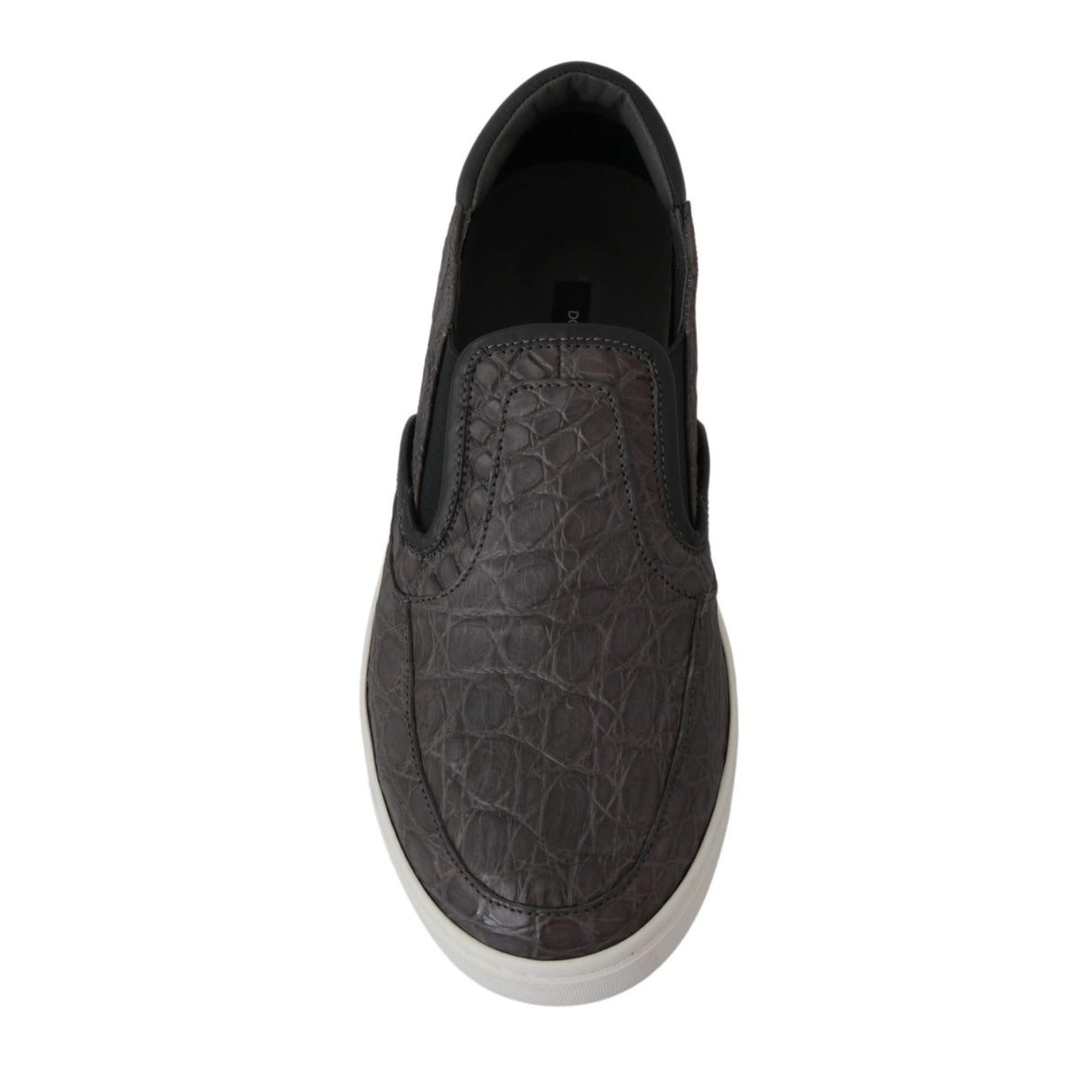 Dolce &amp; Gabbana Elegant Gray Caiman Leather Loafers