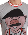 Dolce & Gabbana Chic Gray Cotton T-Shirt with Year of the Pig Motive