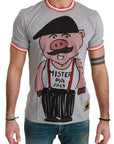 Dolce & Gabbana Chic Gray Cotton T-Shirt with Year of the Pig Motive