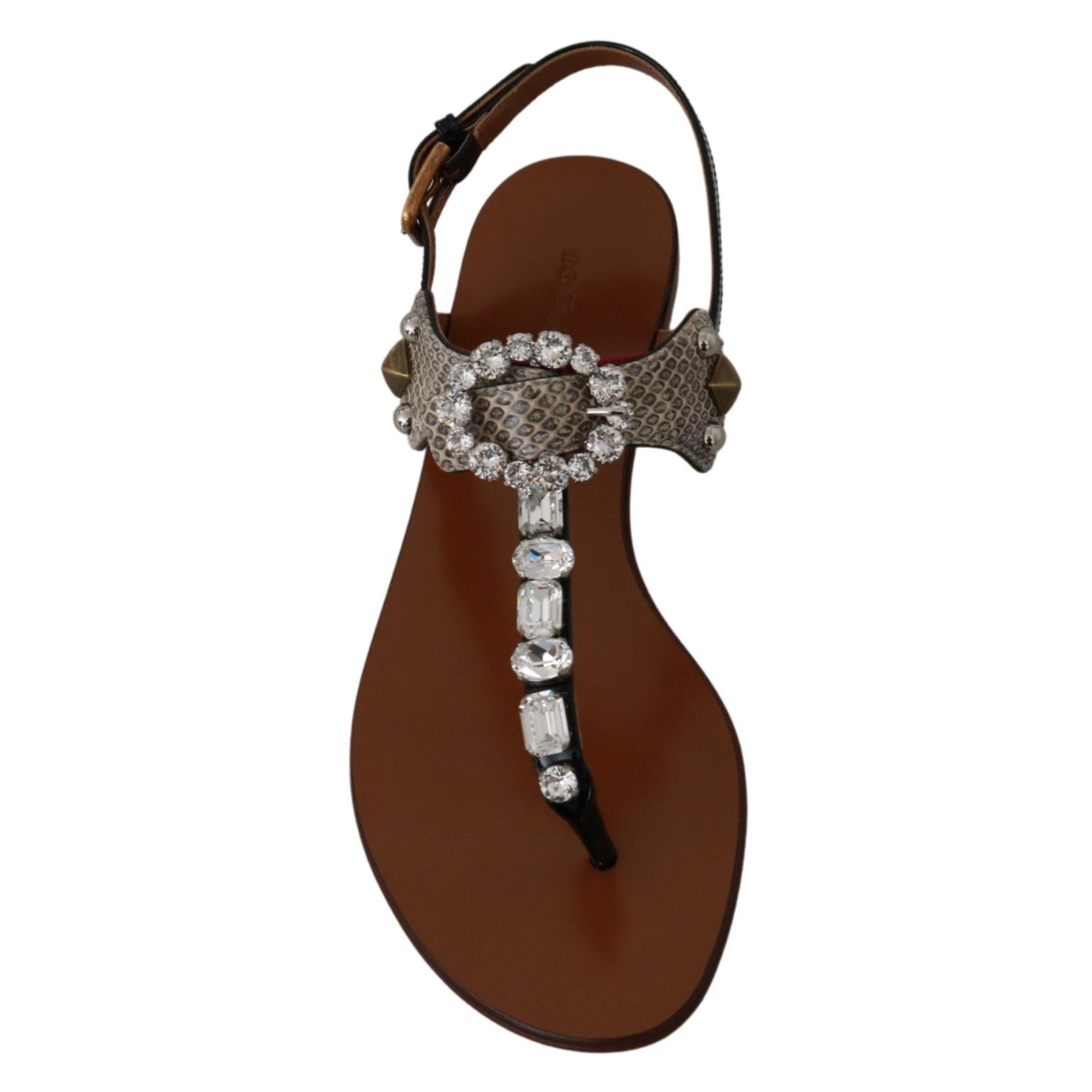 Dolce &amp; Gabbana Elegant Strappy Sandals with Exotic Charm
