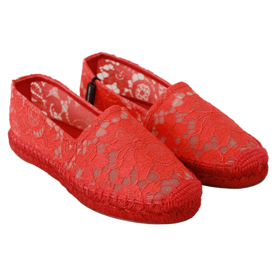 Dolce & Gabbana Red Viscose Espadrilles Flat Shoes