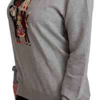 Dolce & Gabbana Elegant Multicolor Embroidered Crew-neck Sweater