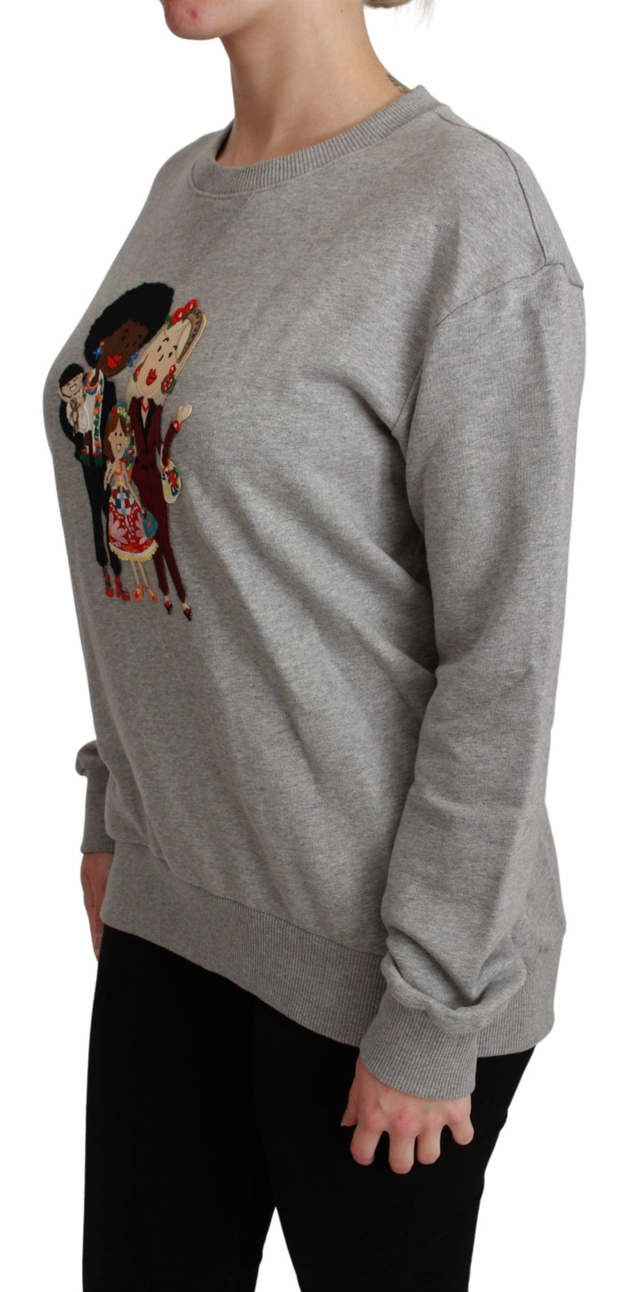 Dolce & Gabbana Elegant Multicolor Embroidered Crew-neck Sweater