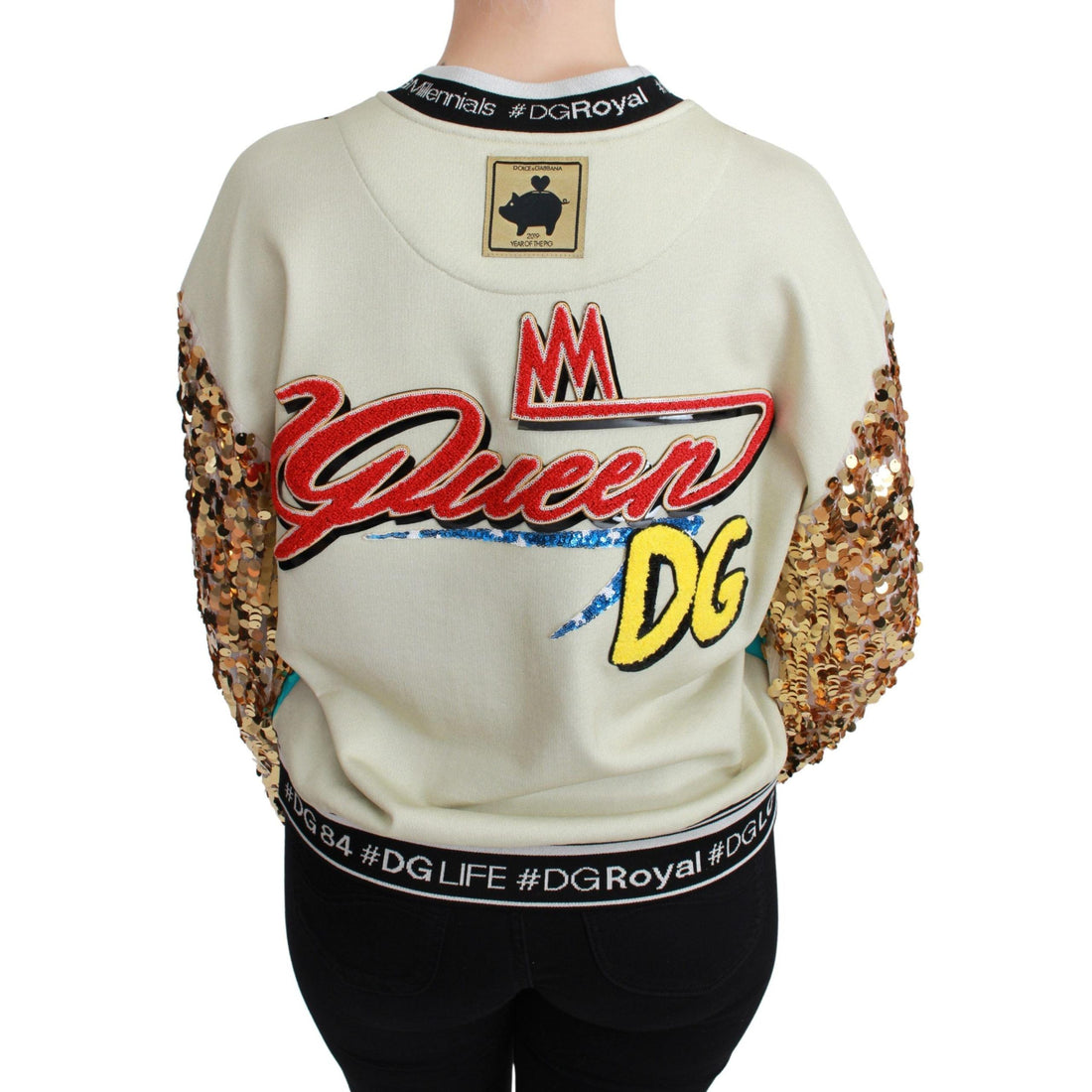 Dolce & Gabbana Chic Multicolor Motive Sequined Sweater