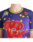 Dolce & Gabbana Elegant Crewneck Motive Tee in Purple