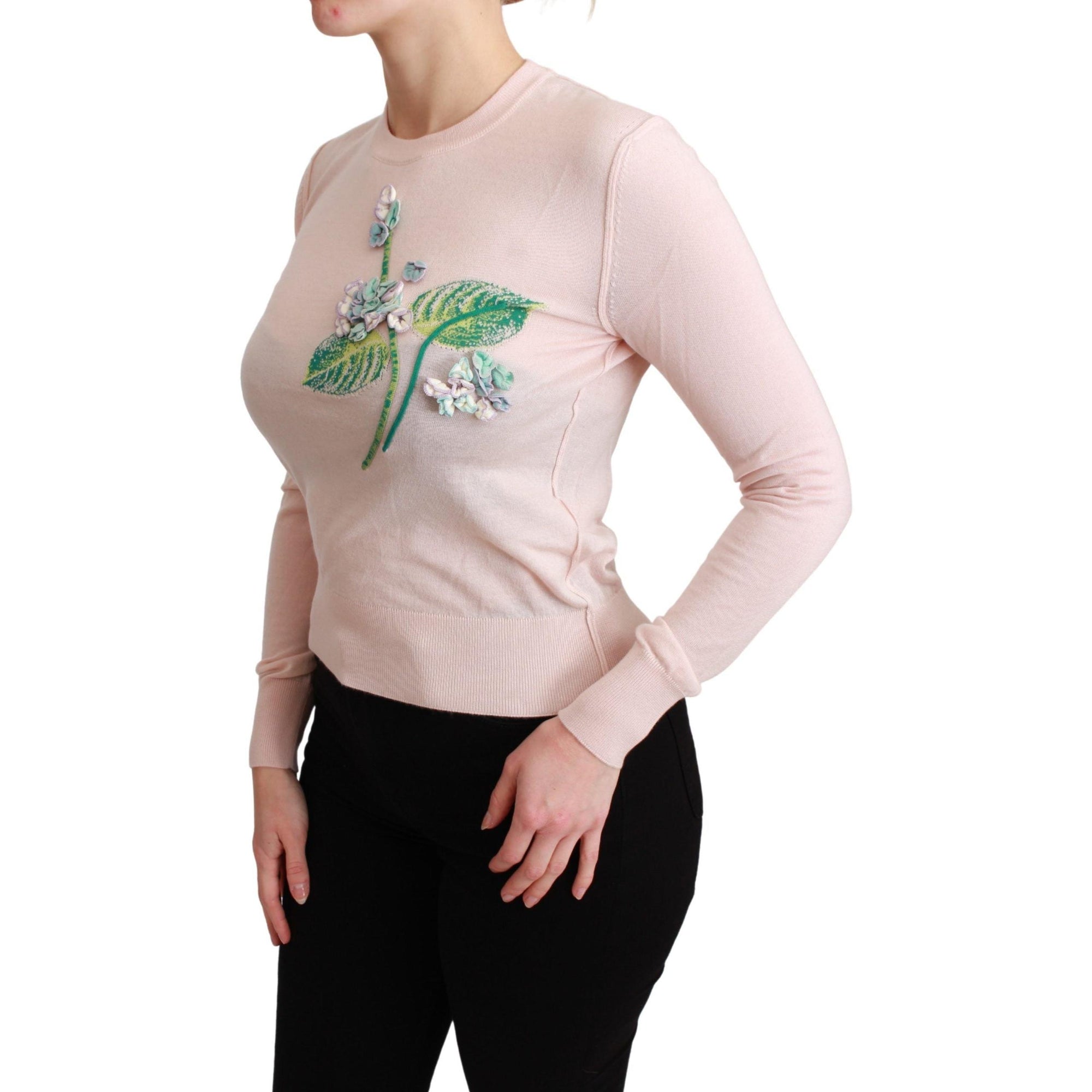 Dolce &amp; Gabbana Silk Blend Floral Embroidered Sweater