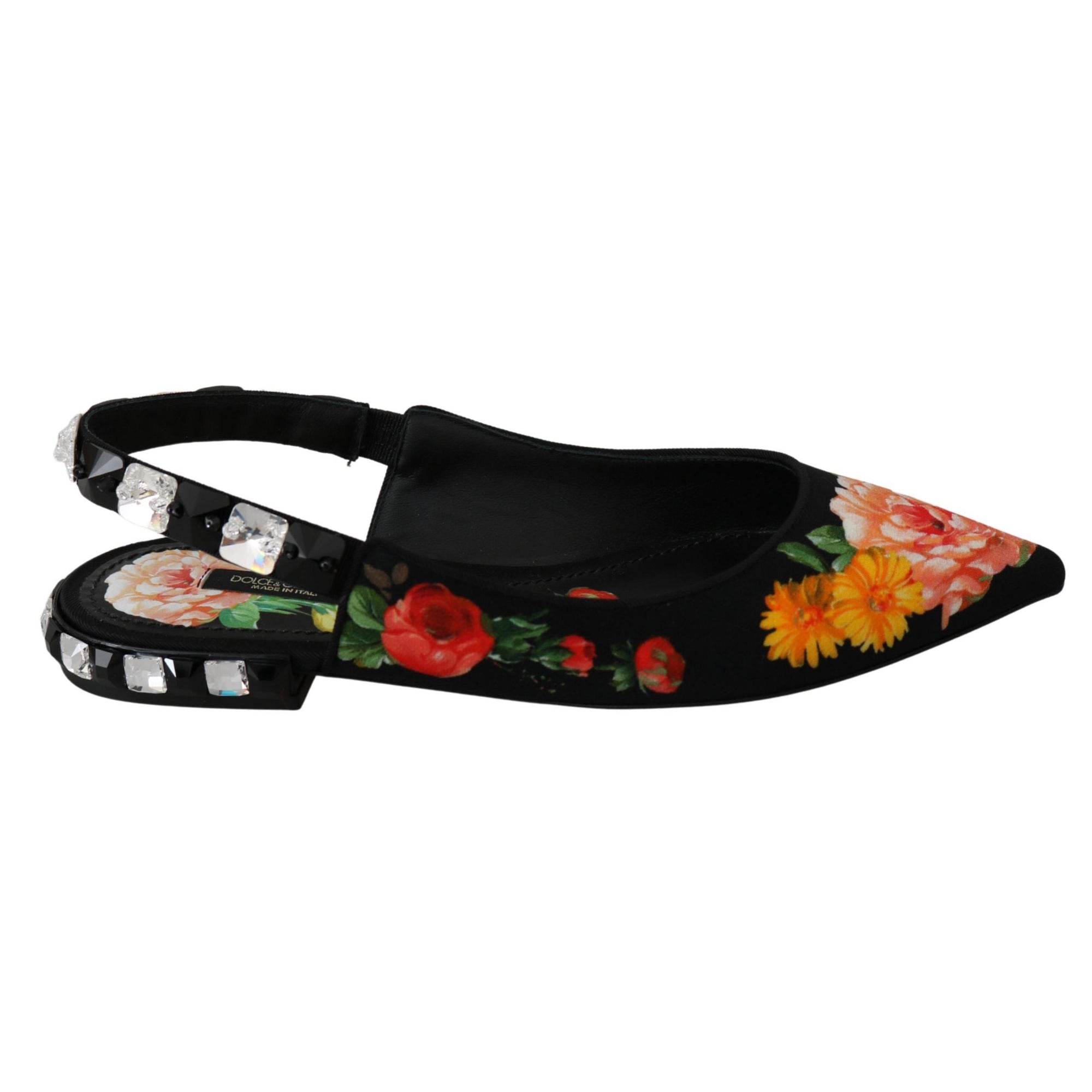 Dolce &amp; Gabbana Elegant Crystal-Embellished Floral Flats