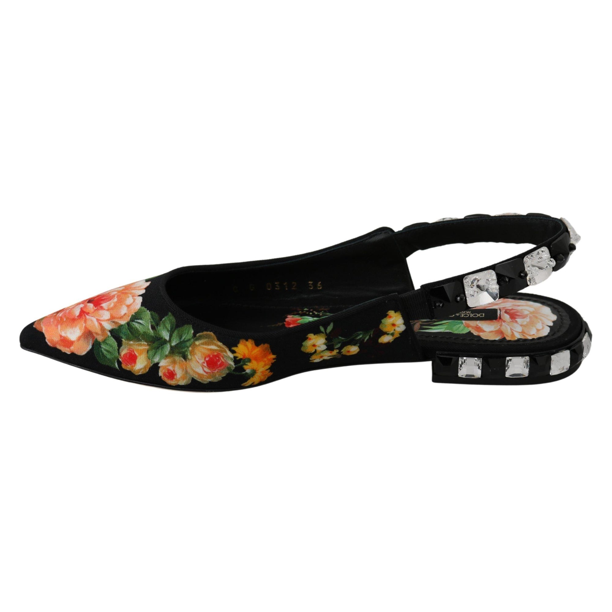 Dolce &amp; Gabbana Elegant Crystal-Embellished Floral Flats