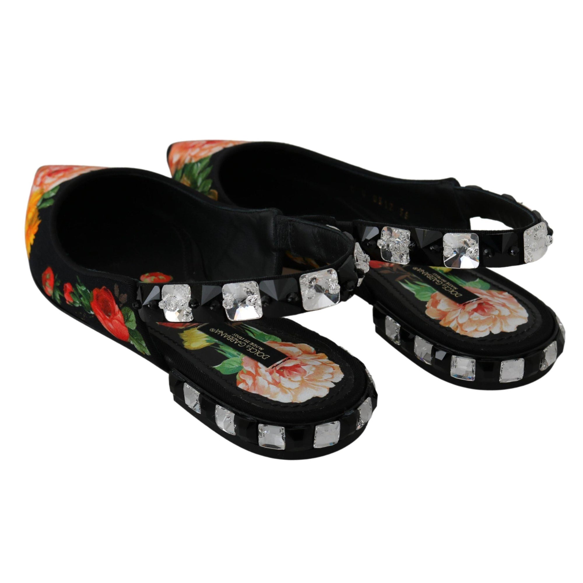 Dolce &amp; Gabbana Elegant Crystal-Embellished Floral Flats