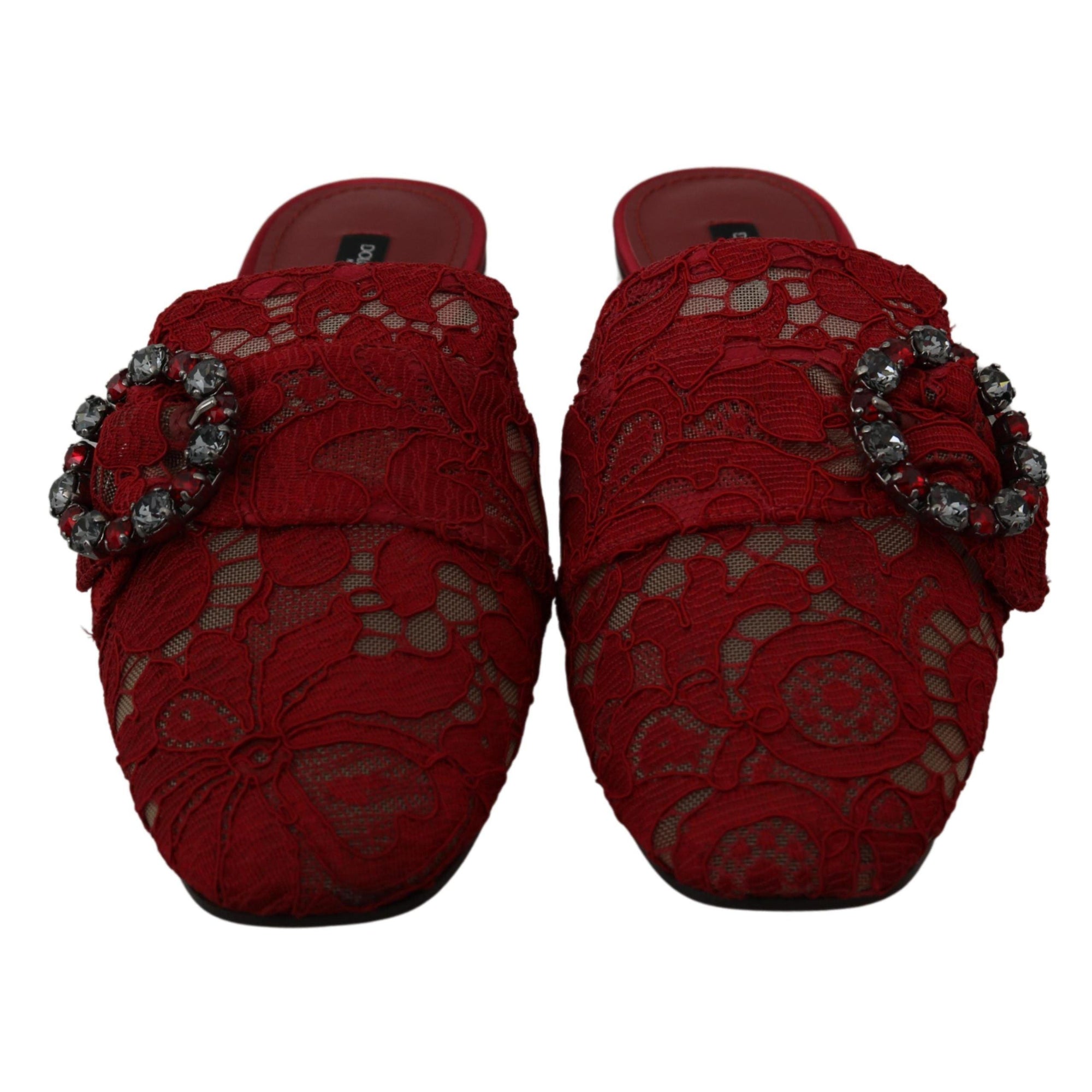 Dolce &amp; Gabbana Radiant Red Slide Flats with Crystal Embellishments