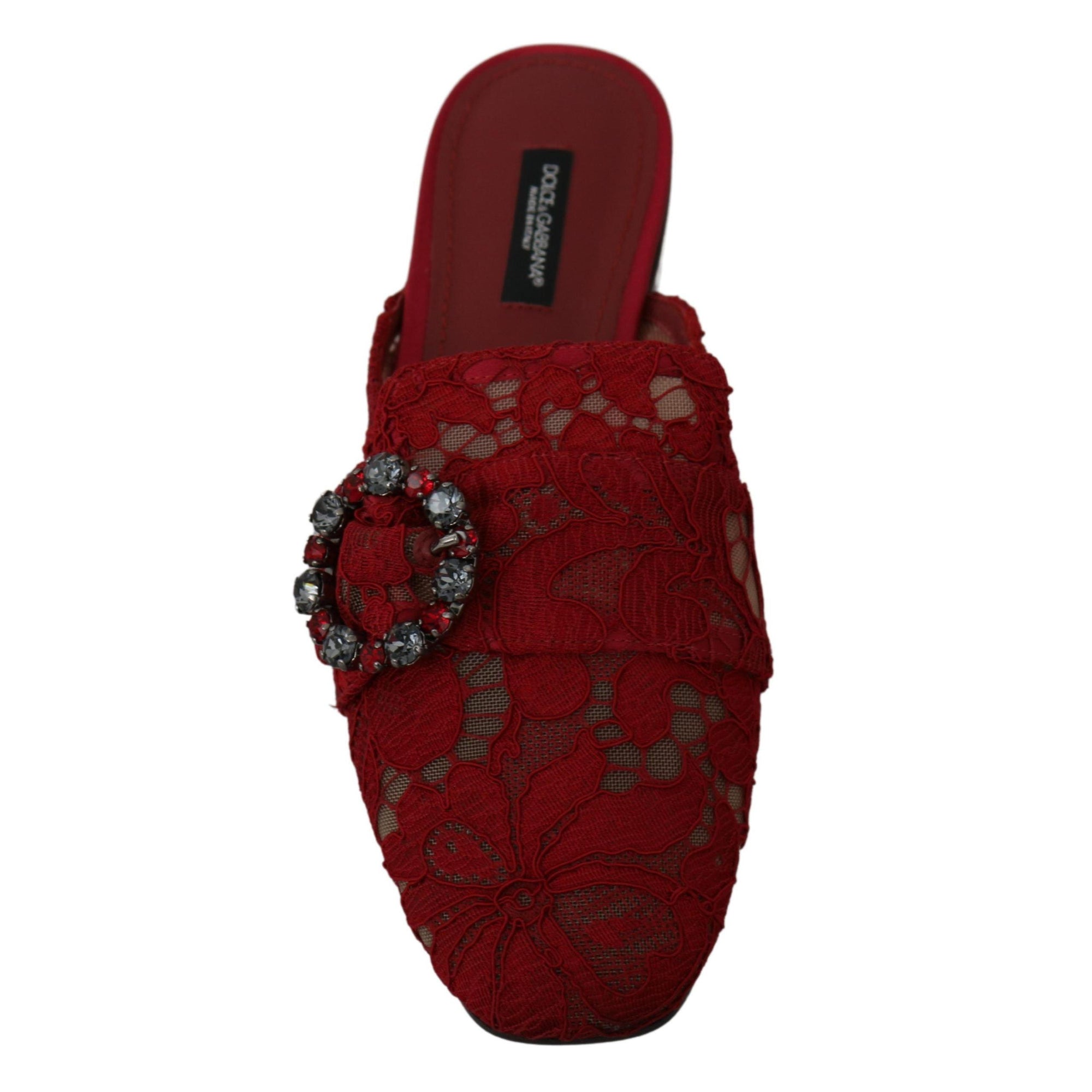 Dolce &amp; Gabbana Radiant Red Slide Flats with Crystal Embellishments