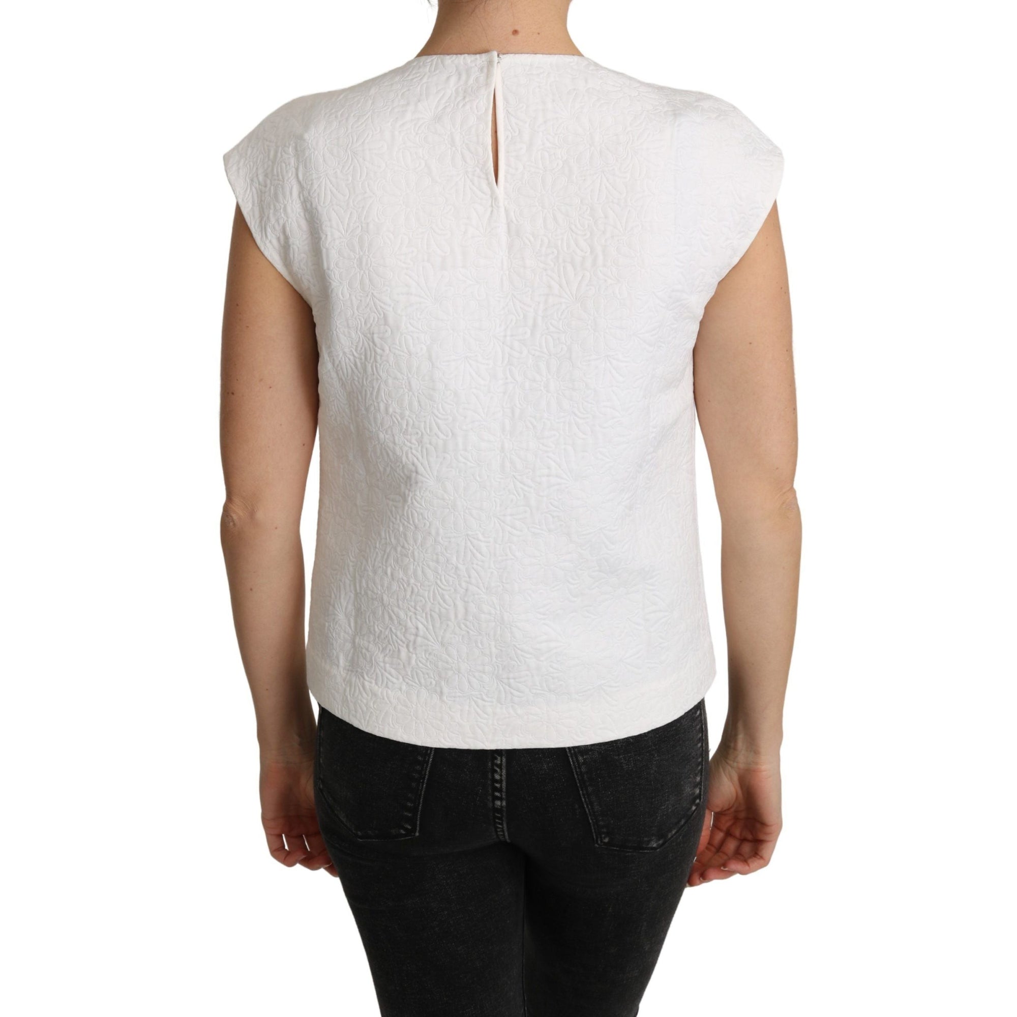 Dolce &amp; Gabbana Elegant White Cotton Blend Blouse