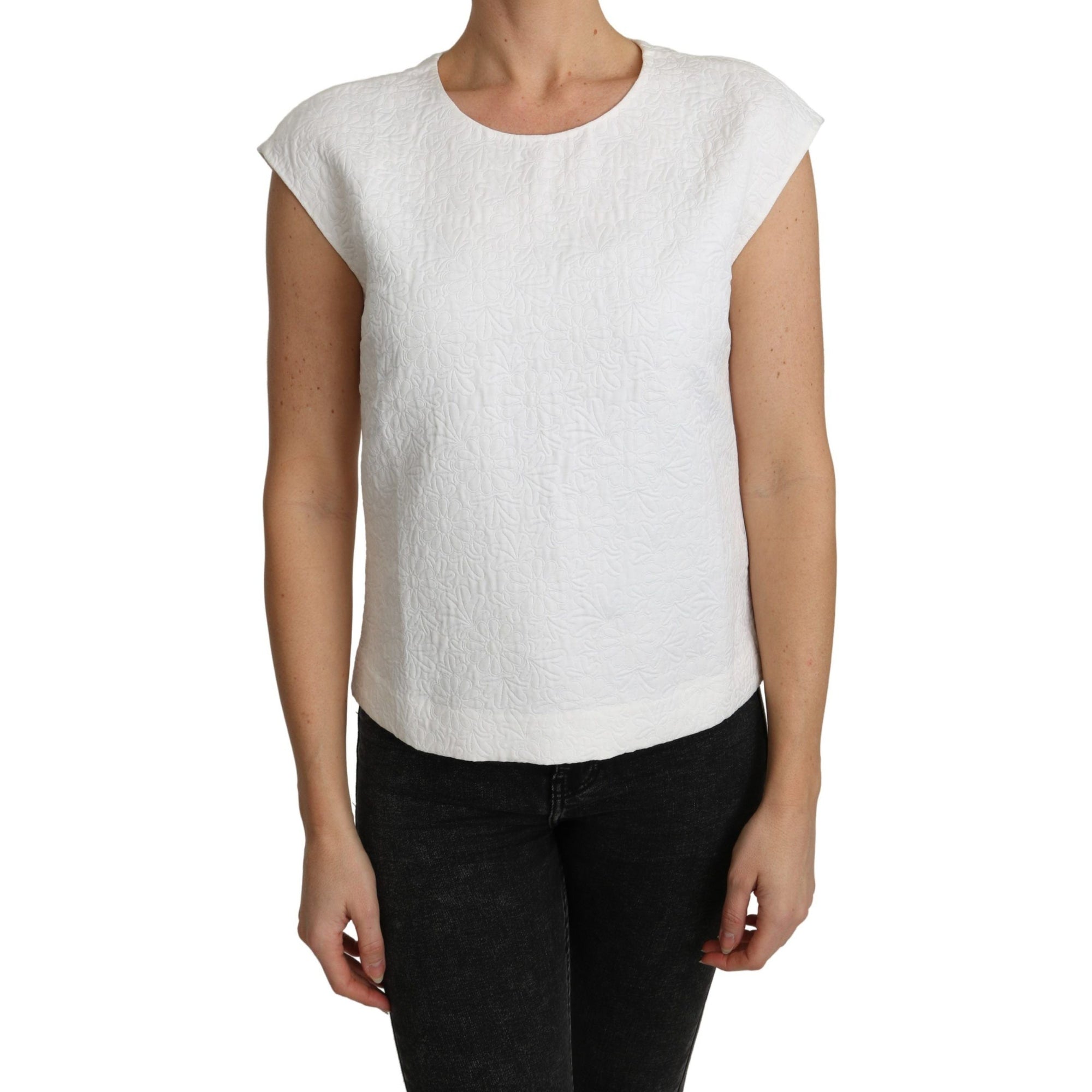 Dolce &amp; Gabbana Elegant White Cotton Blend Blouse