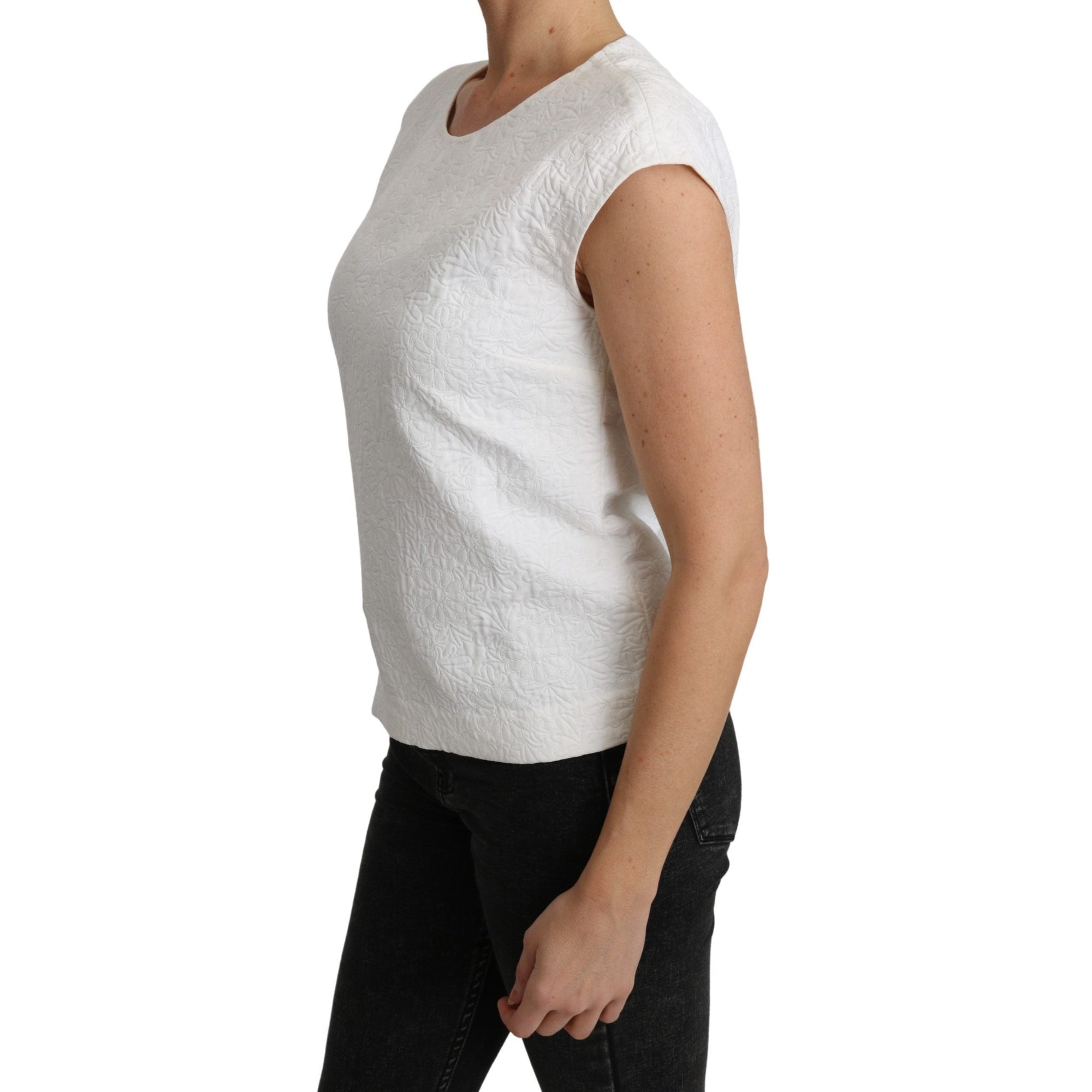 Dolce &amp; Gabbana Elegant White Cotton Blend Blouse