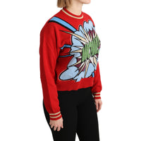 Dolce & Gabbana Radiant Red Cartoon Motive Cashmere Sweater