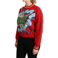 Dolce & Gabbana Radiant Red Cartoon Motive Cashmere Sweater