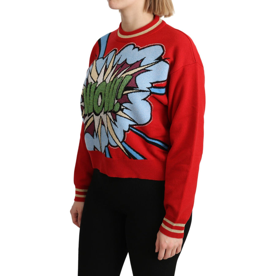 Dolce & Gabbana Radiant Red Cartoon Motive Cashmere Sweater