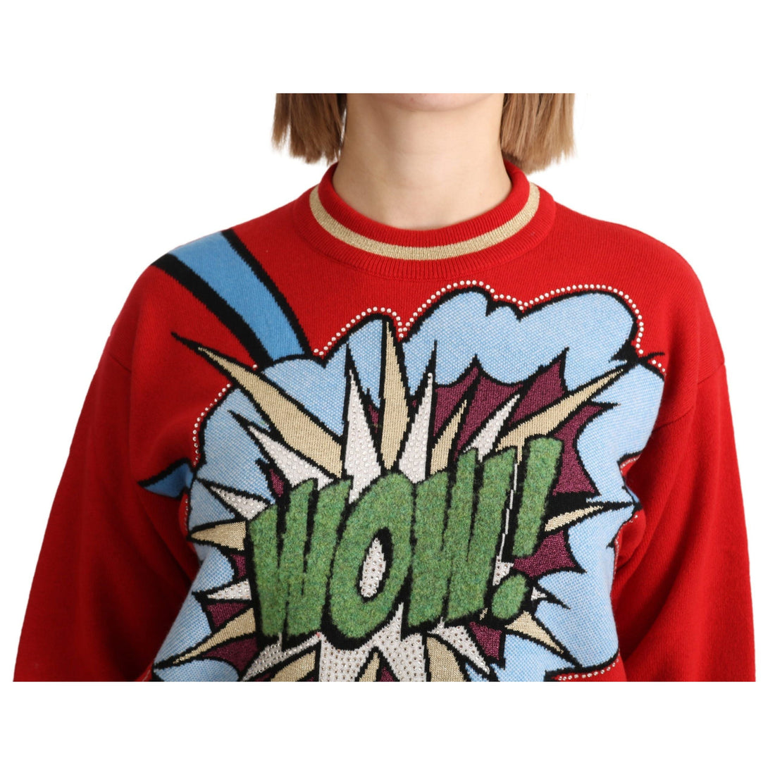 Dolce & Gabbana Radiant Red Cartoon Motive Cashmere Sweater