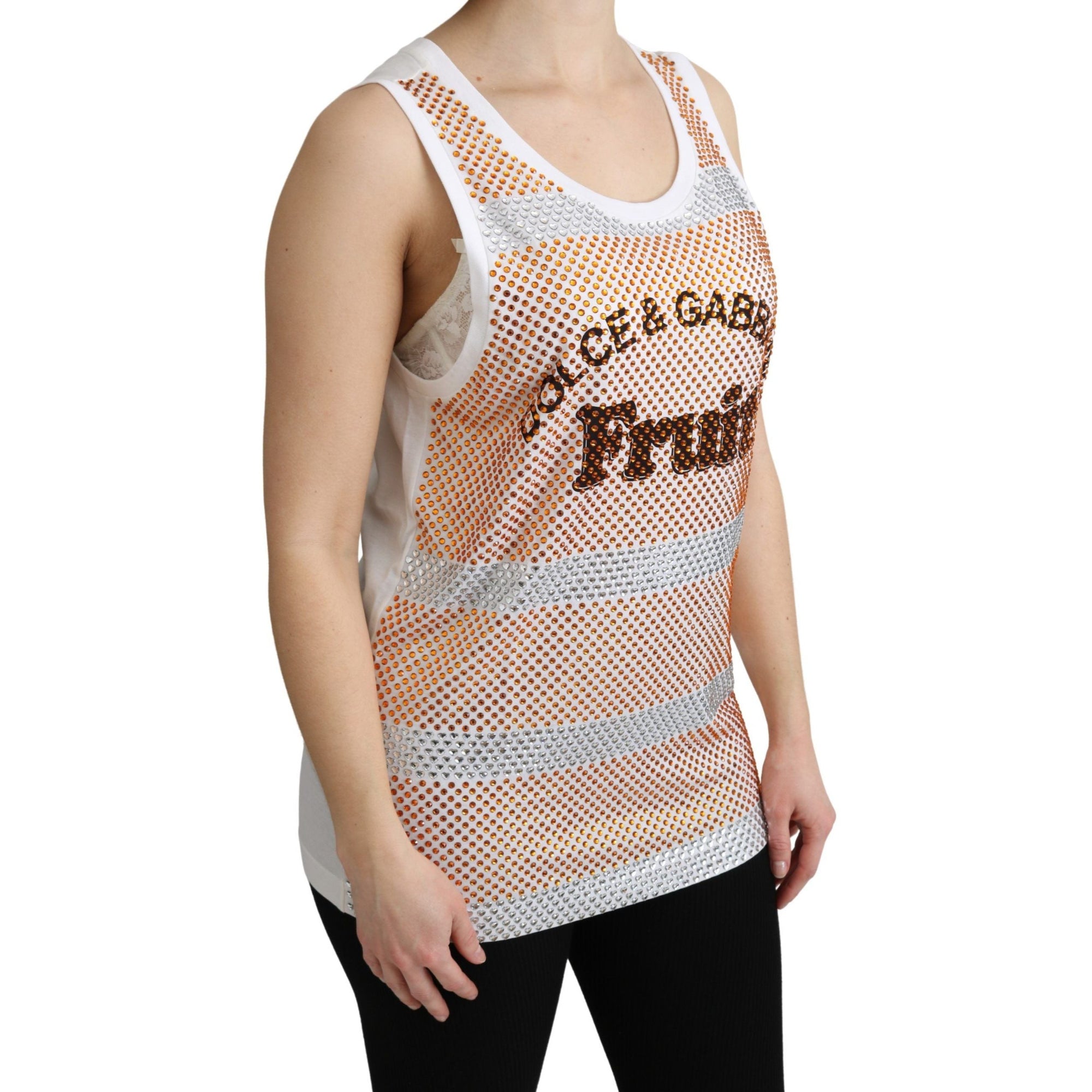 Dolce &amp; Gabbana Crystal Embellished Sleeveless Cotton Top