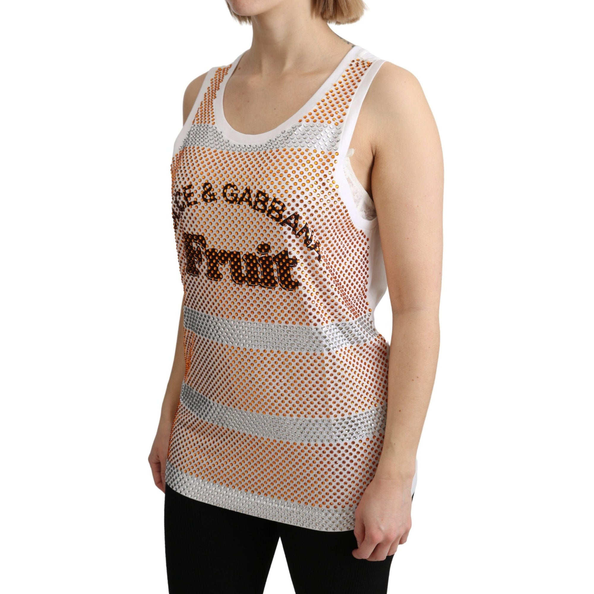 Dolce &amp; Gabbana Crystal Embellished Sleeveless Cotton Top