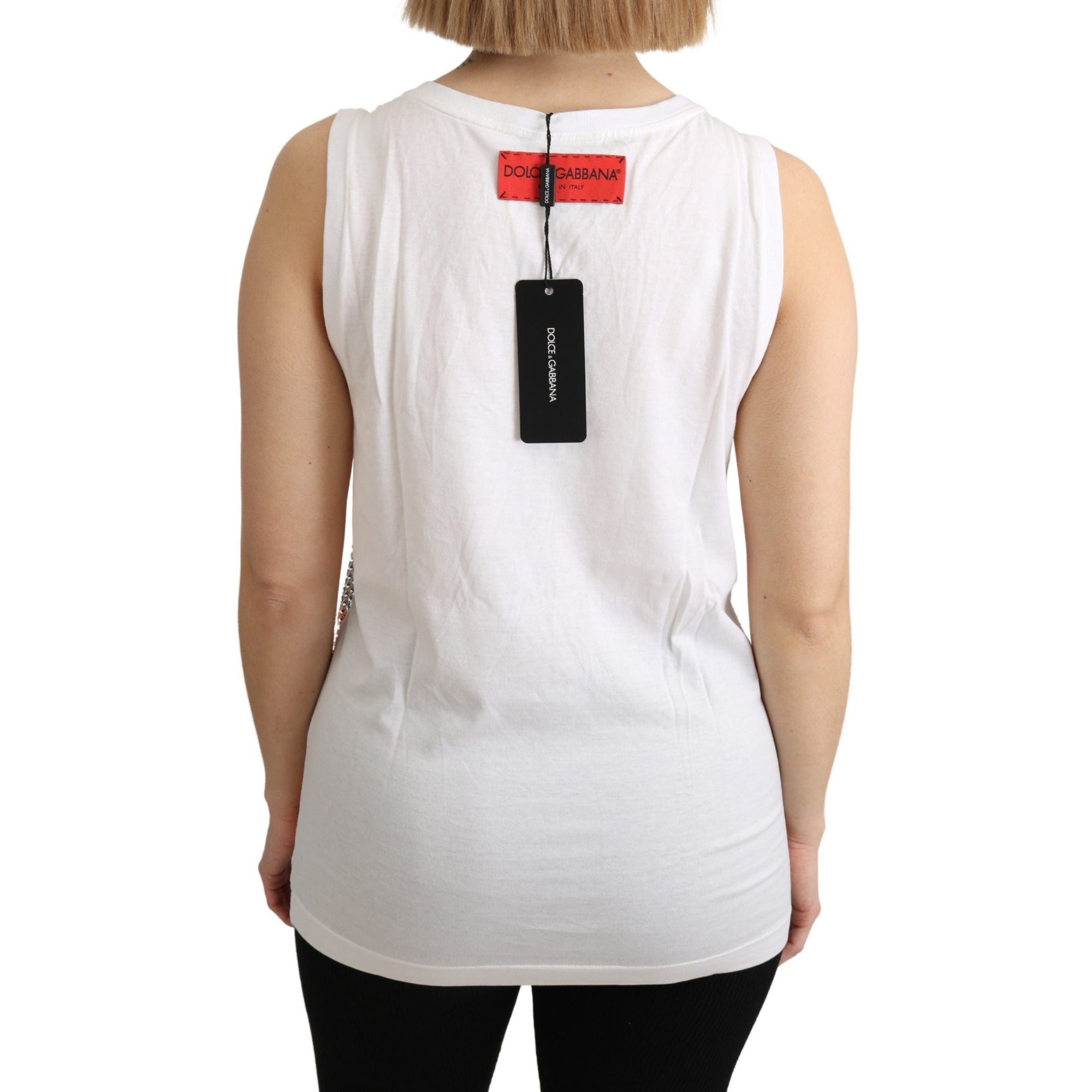Dolce &amp; Gabbana Crystal Embellished Sleeveless Cotton Top