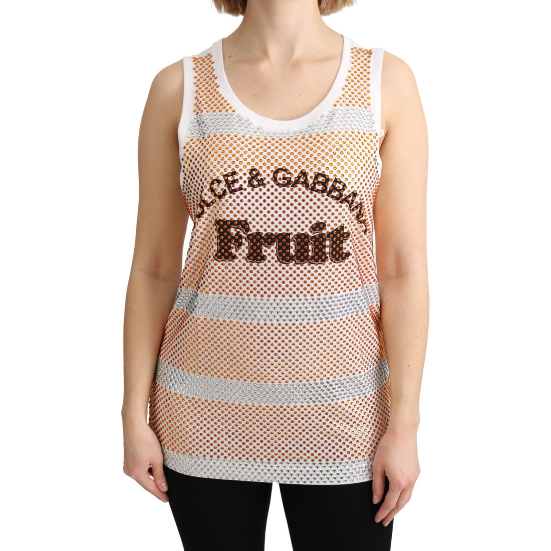 Dolce & Gabbana Crystal Embellished Sleeveless Cotton Top