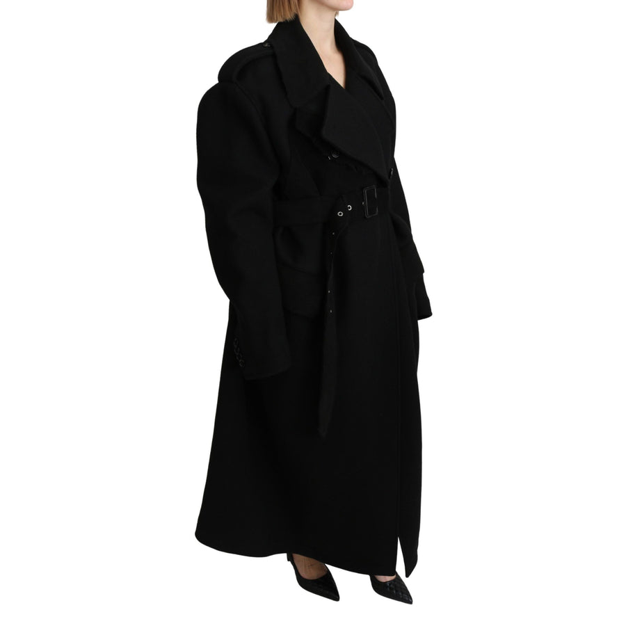 Dolce & Gabbana Elegant Black Wool Trenchcoat