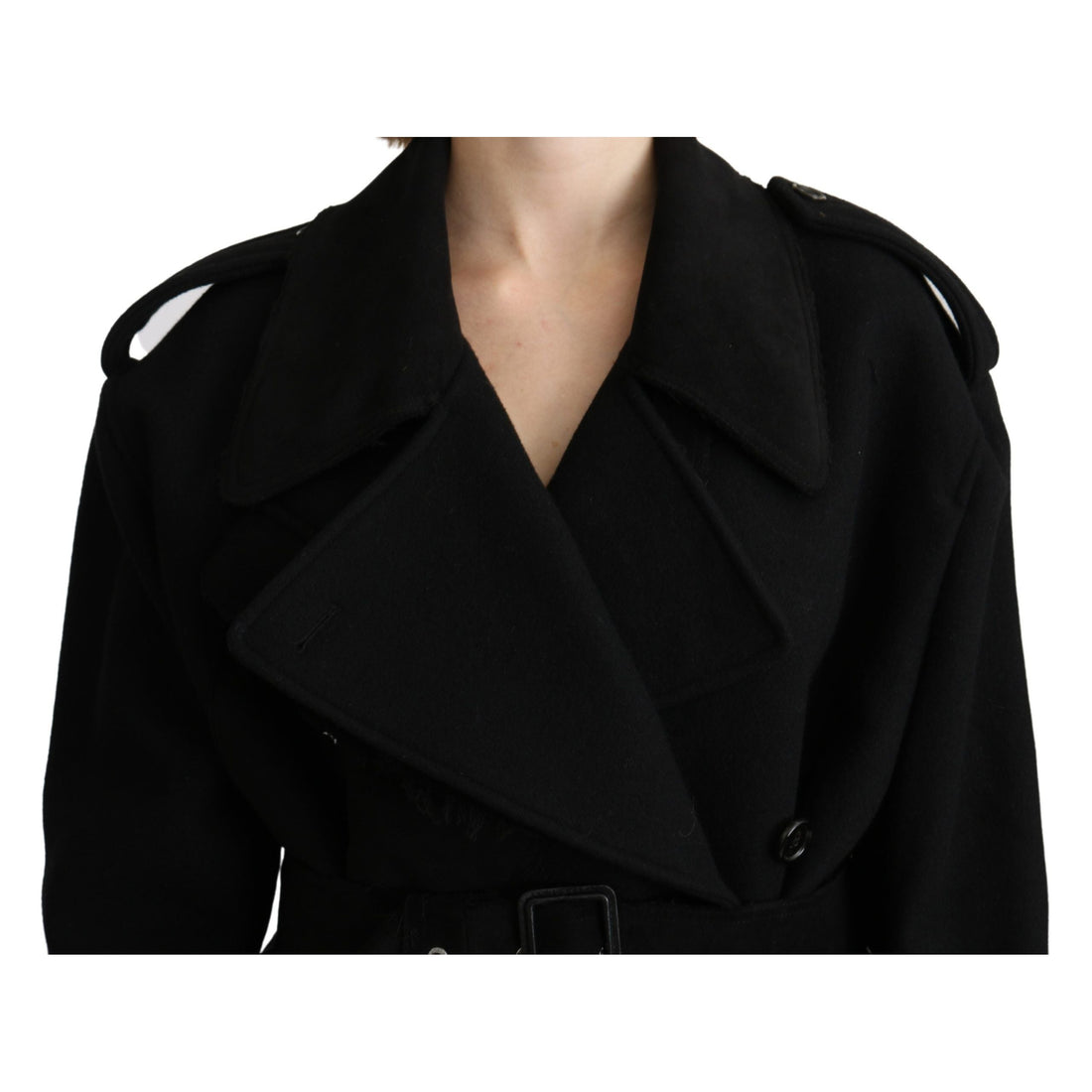 Dolce & Gabbana Elegant Black Wool Trenchcoat