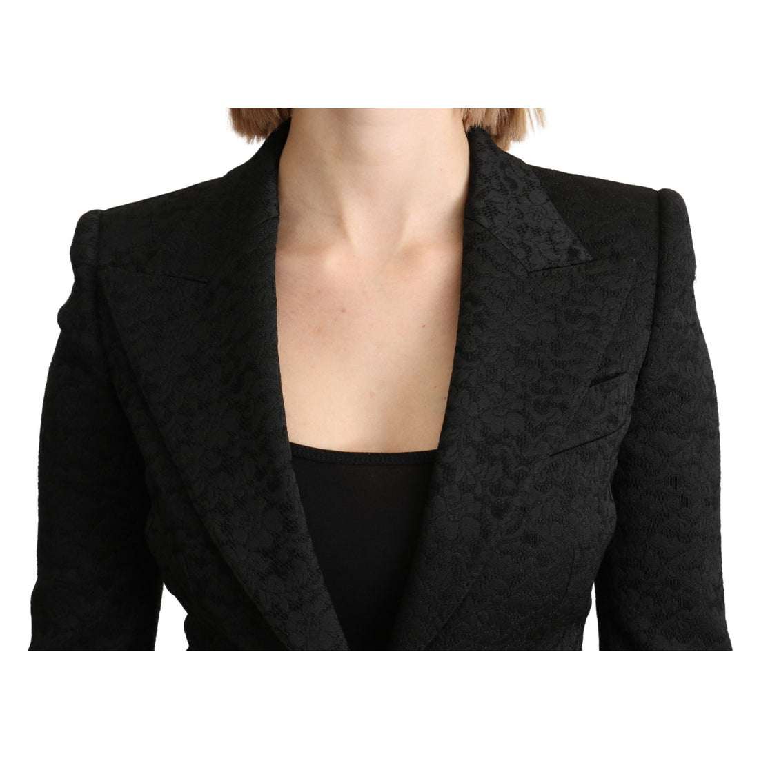 Dolce & Gabbana Elegant Black Brocade Single Breasted Blazer