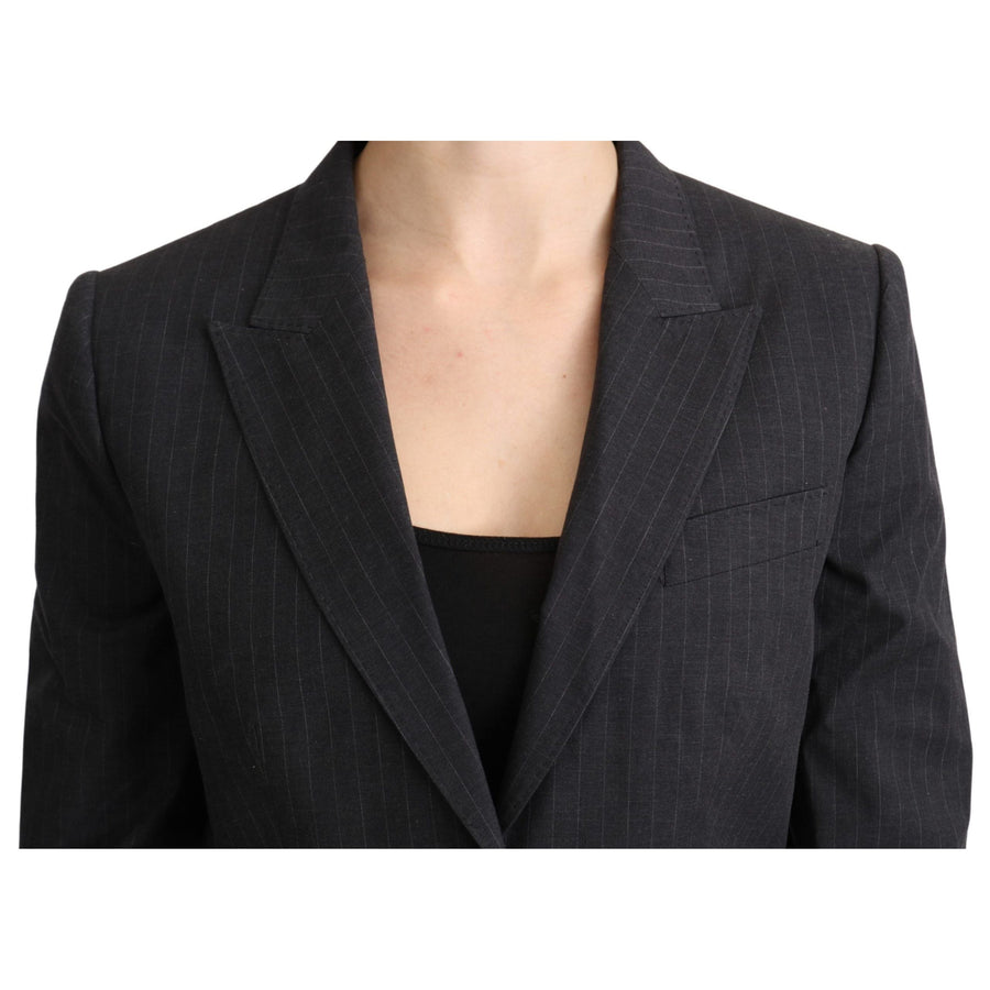 Dolce & Gabbana Elegant Gray Striped Cotton Blazer