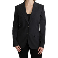 Dolce & Gabbana Elegant Gray Striped Cotton Blazer