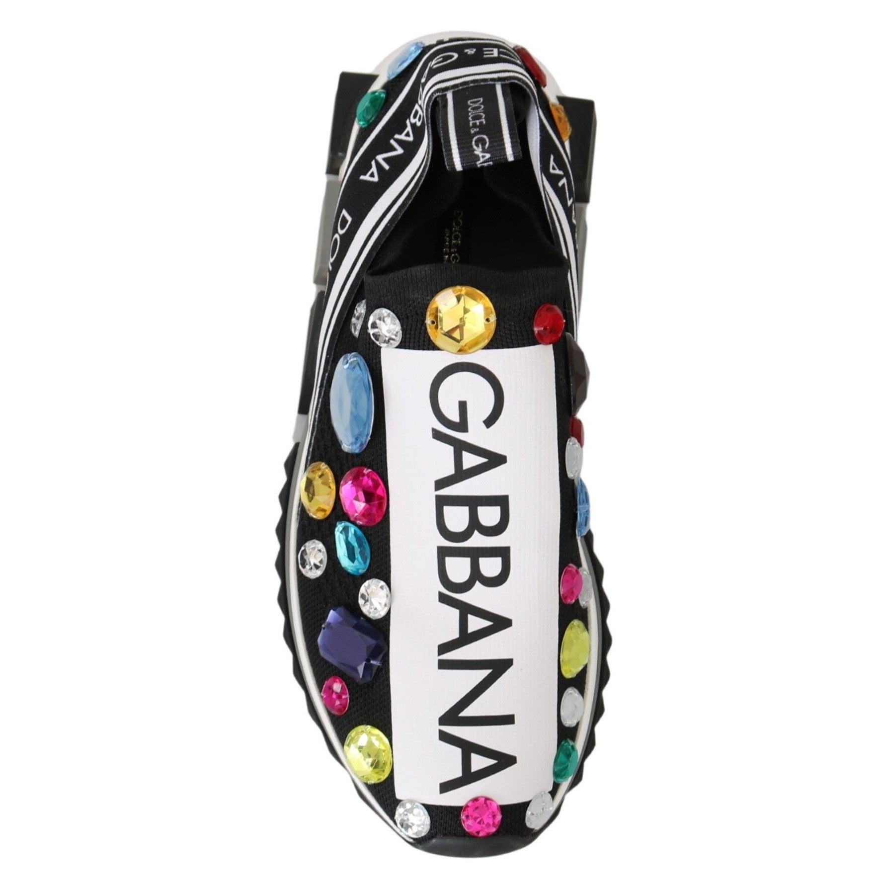 Dolce &amp; Gabbana Black Crystal-Embellished Low Top Sneakers