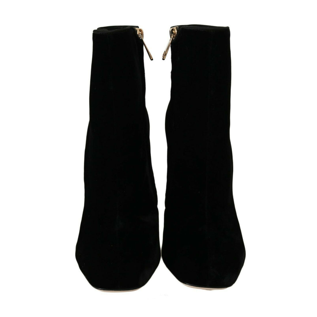 Dolce & Gabbana Elegant Velvet Ankle Boots with Crystal Heels