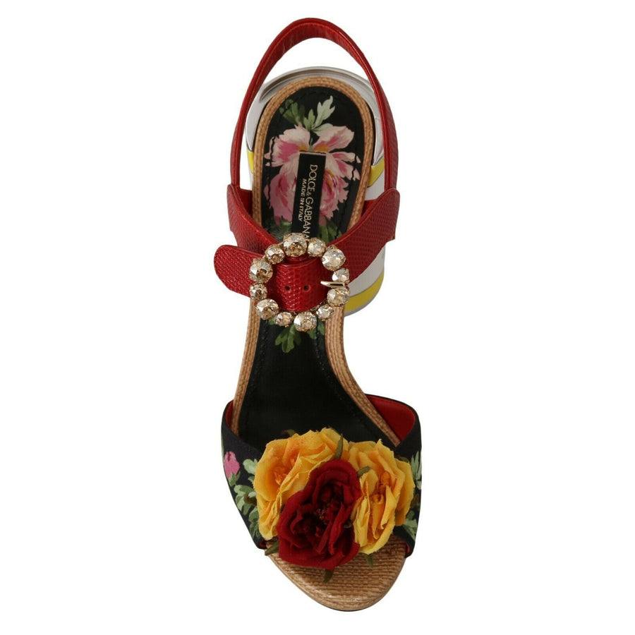 Dolce & Gabbana Multicolor Floral Crystal Embellished Sandals