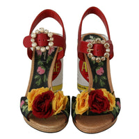 Dolce & Gabbana Multicolor Floral Crystal Embellished Sandals