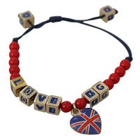 Dolce & Gabbana Elegant Blue Red Glass Cotton Blend Bracelet