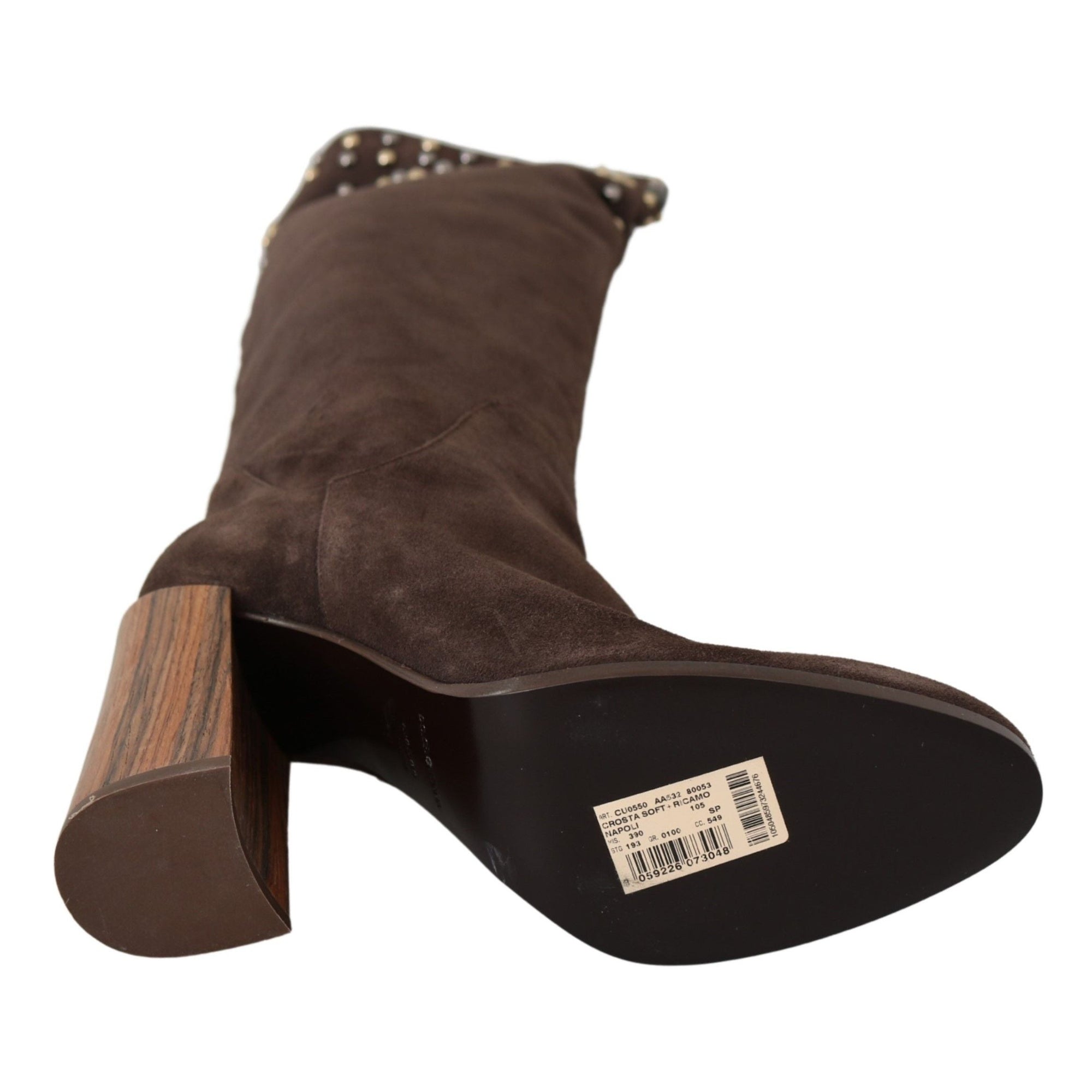 Dolce &amp; Gabbana Studded Suede Knee High Boots in Brown