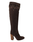 Dolce & Gabbana Studded Suede Knee High Boots in Brown