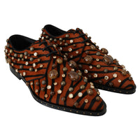 Dolce & Gabbana Tiger Pattern Crystal Embellished Flats