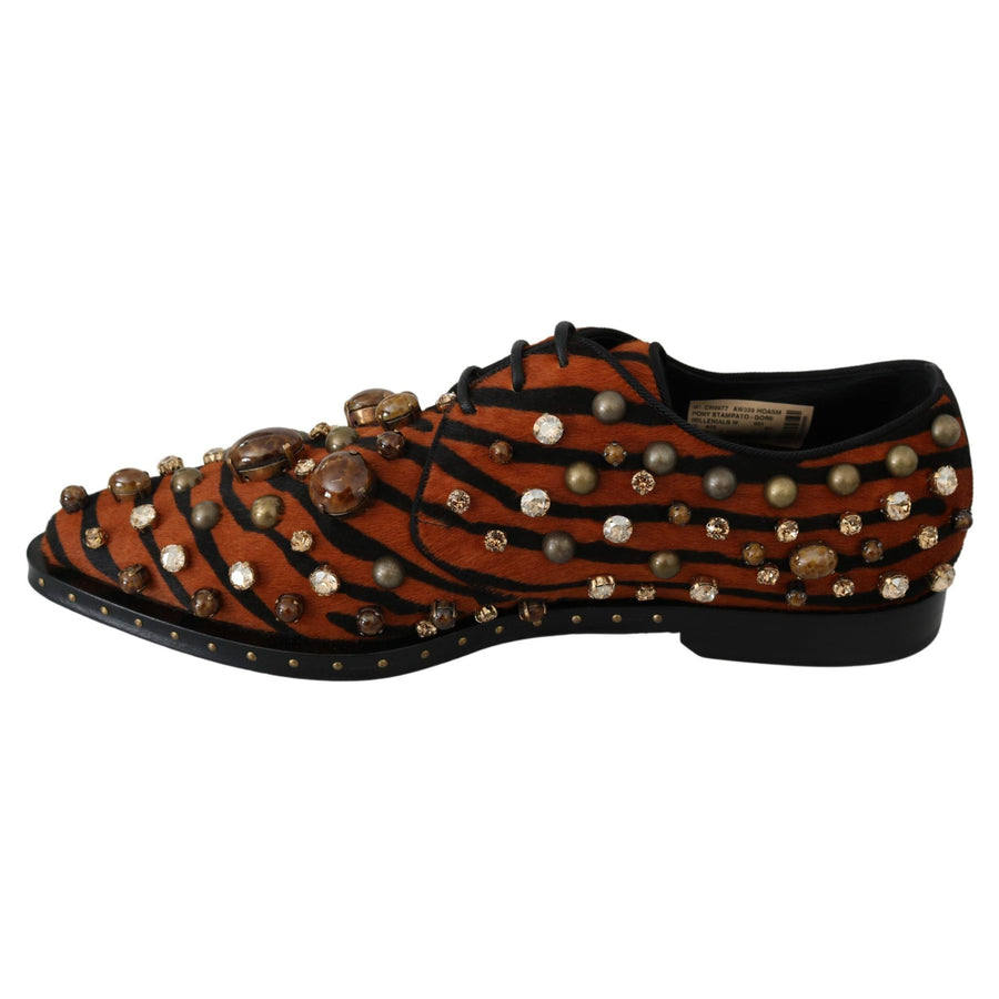 Dolce & Gabbana Tiger Pattern Crystal Embellished Flats