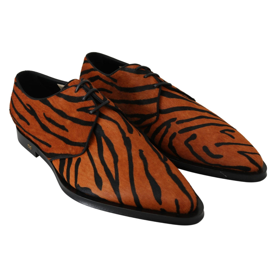 Dolce & Gabbana Tiger Pattern Dress Shoes with Pony Hair