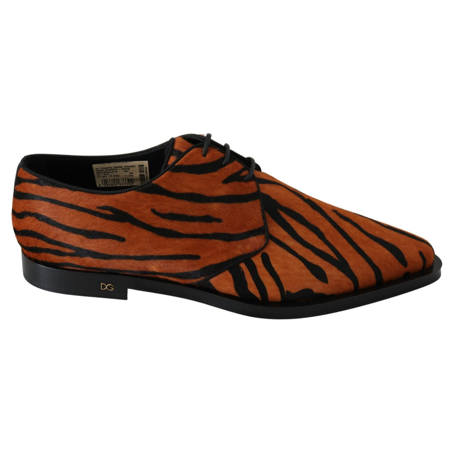 Dolce & Gabbana Tiger Pattern Dress Shoes with Pony Hair