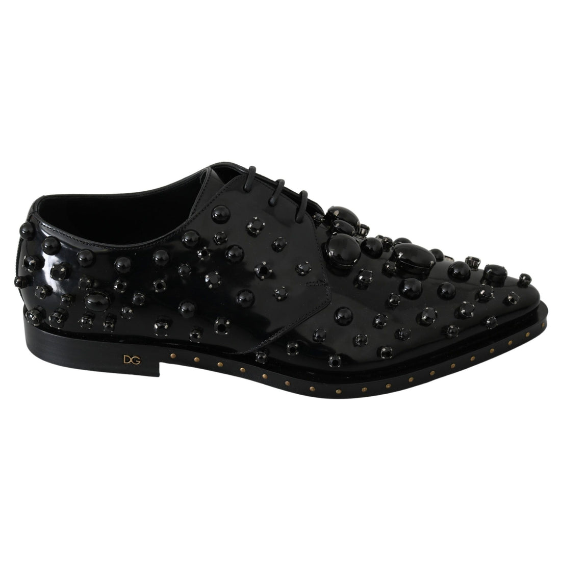 Dolce & Gabbana Elegant Black Crystal Leather Dress Shoes