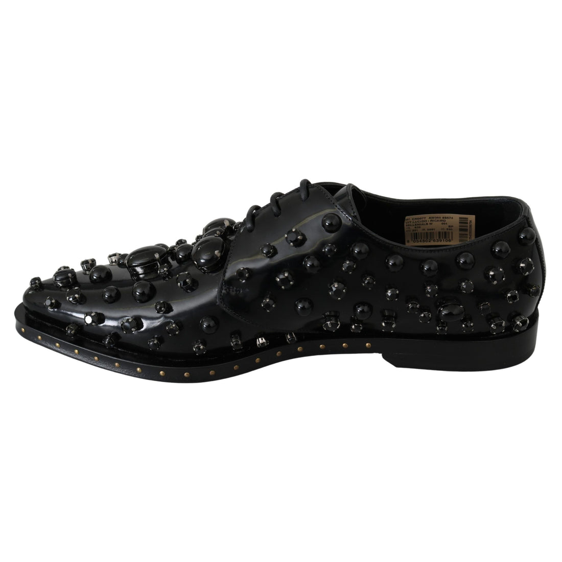 Dolce & Gabbana Elegant Black Crystal Leather Dress Shoes