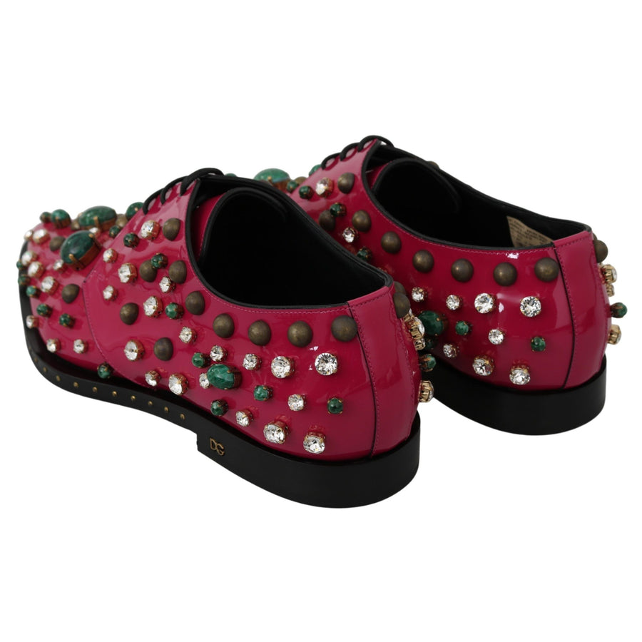 Dolce & Gabbana Fuchsia Pink Crystal Patent Flats